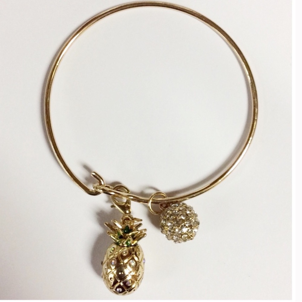 Pineapple Pave Crystal Ball Charm Bracelet NEW